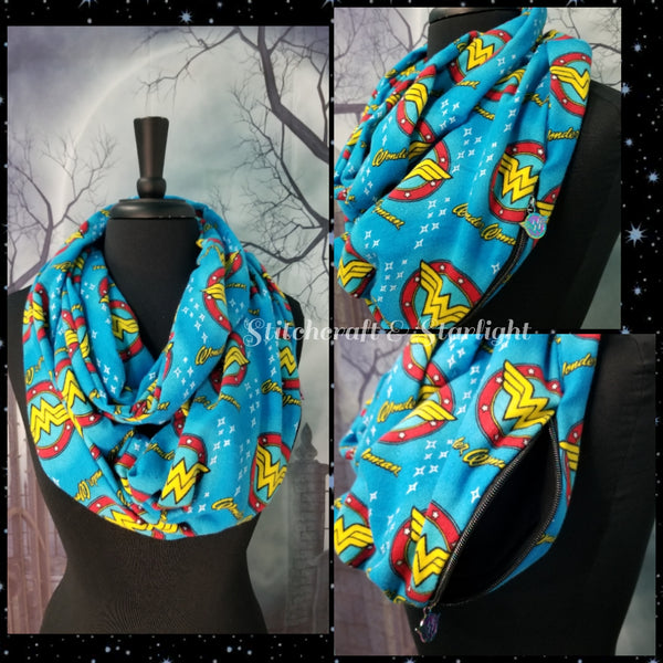 Wonder Lady- hidden pocket infinity scarf