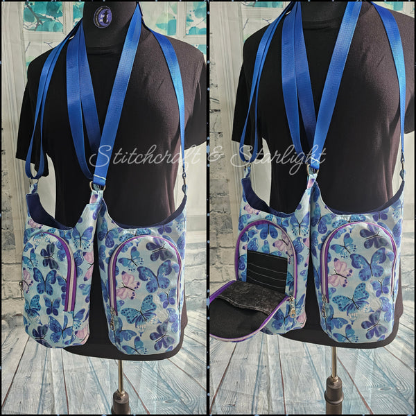 Blue Butterflies- H2O 2 Go- Water bottle sling bag