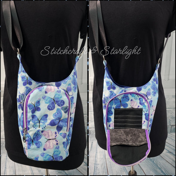 Blue Butterflies- H2O 2 Go- Water bottle sling bag