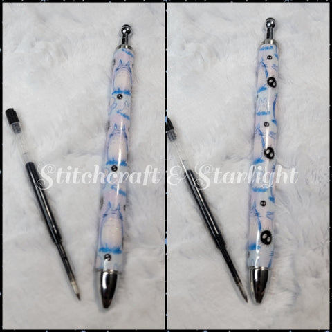Cave cat- light base- Metal Refillable Epoxied Pen- Maker Flo
