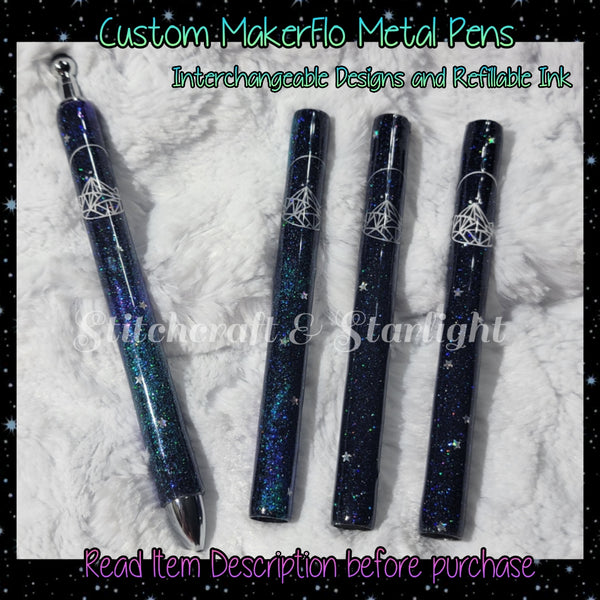 Night Court inspired-  Metal Refillable Epoxied Pens and Pencils- Maker Flo