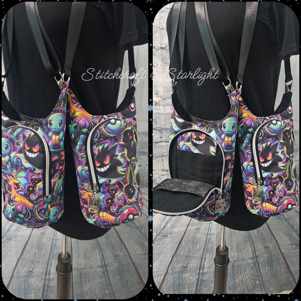 Rainbow Galaxy Battle Buddies- Custom print - H2O 2 Go- Water bottle sling bag