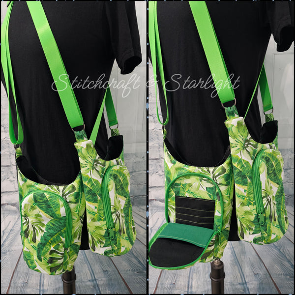 Monstera and Tropical Plants Print -H2O 2 Go- Water bottle sling bag