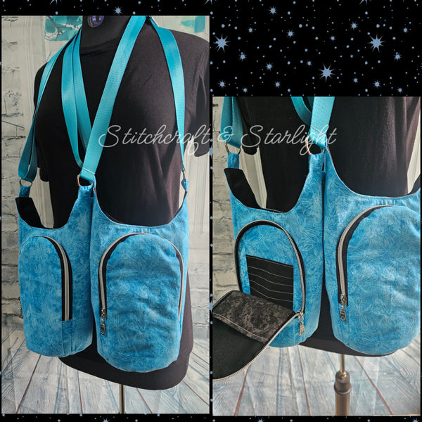 Subtle Blue Dragonflies- H2O 2 Go- Water bottle sling bag